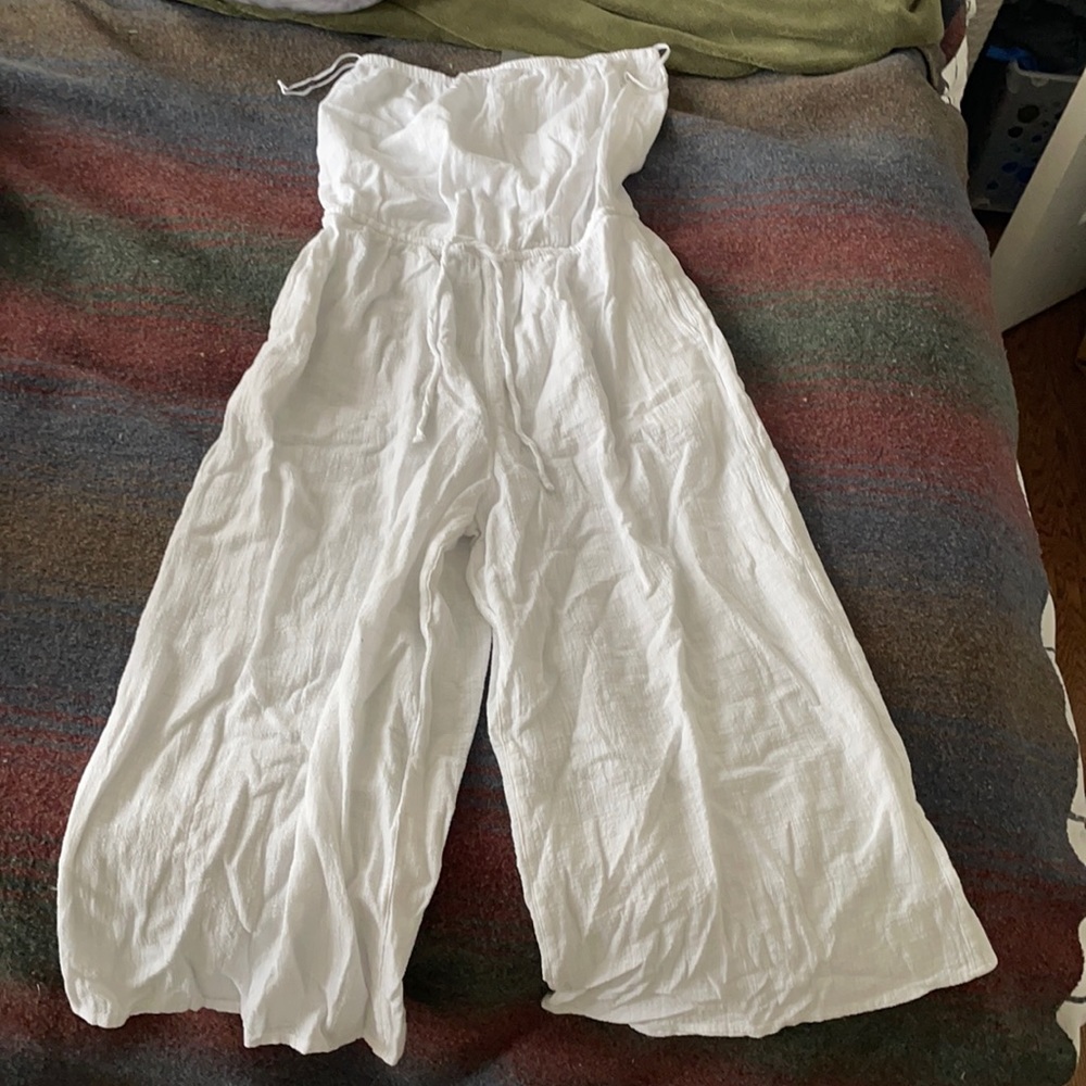 Aerie White Linen Jumpsuit